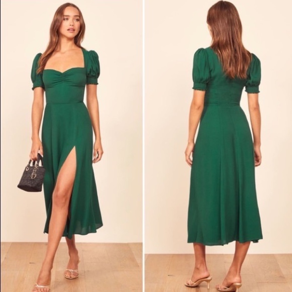Reformation Lacey Dress in Emerald